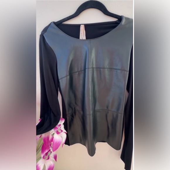 BAILEY44 VEGAN LEATHER Black Long Sleeve Top
